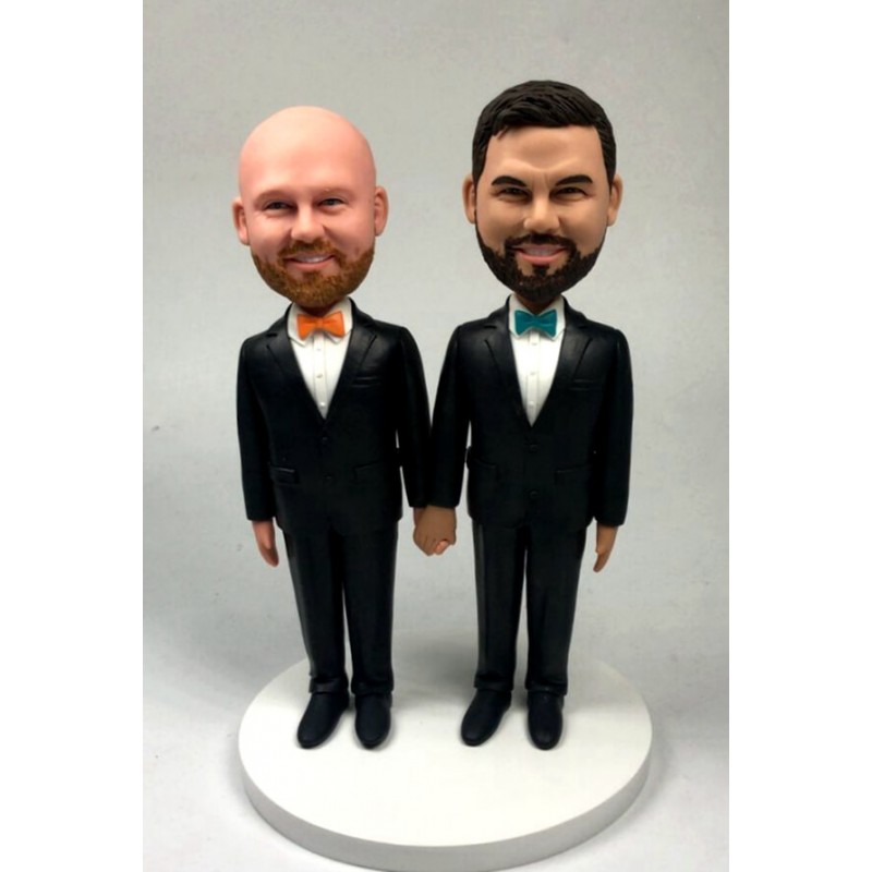 Personalized gay wedding figurine "Hand on yours"
