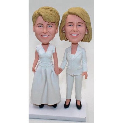 Figurine Personalized bobblehead lesbian wedding figurine "Together"
