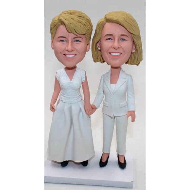 Personalized bobblehead lesbian wedding figurine "Together"