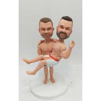 Figurine copy of Custom bobblehead wedding "Happy Men"