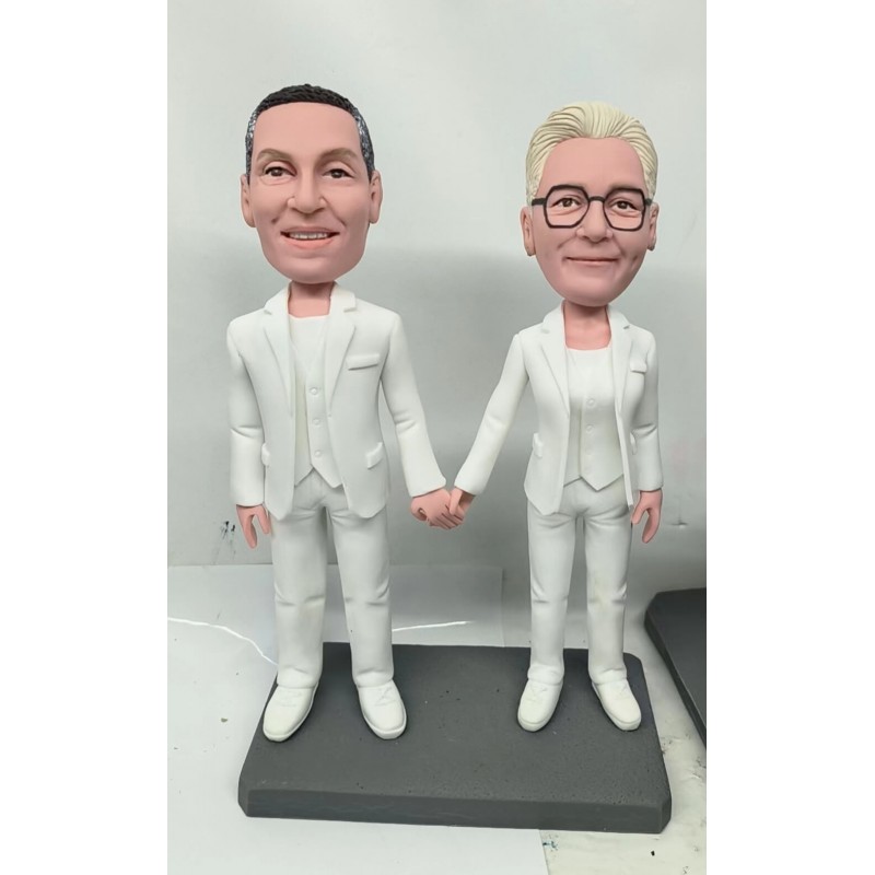 Bobblehead lesbian wedding figurine "With our suit"