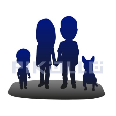 Figurine "Full custom bobblehead couple with a child and a pet"