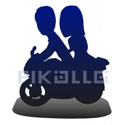 Figurine "Full custom bobblehead couple on motorbike"