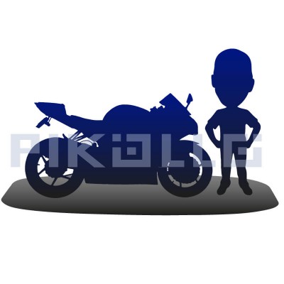 Figurine "Full custom bobblehead 1person with motorbike"